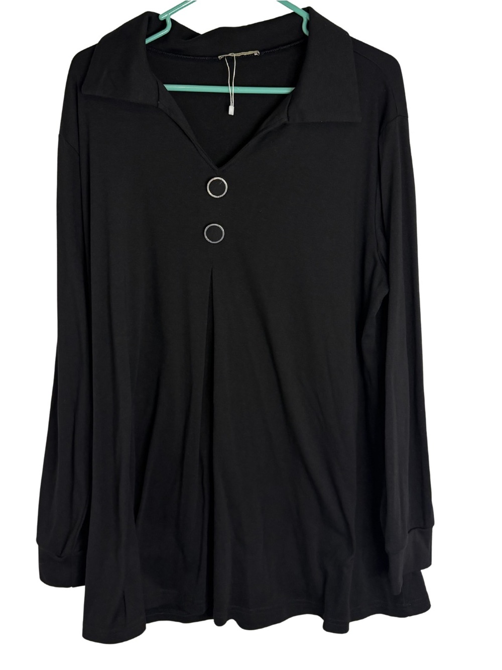 Bebonnie Women's Black Long Sleeve Collared Mini Dress / Tunic Size XXXL